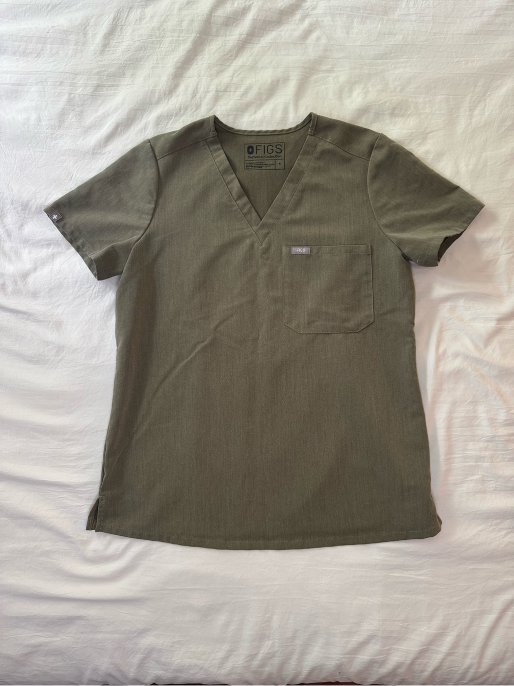 FIGS Olive Green V-Neck Scrub Top